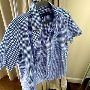 Ralph Lauren Boys Blue Gingham Poplin Short-Sleeved Size M (8-10 shirt)